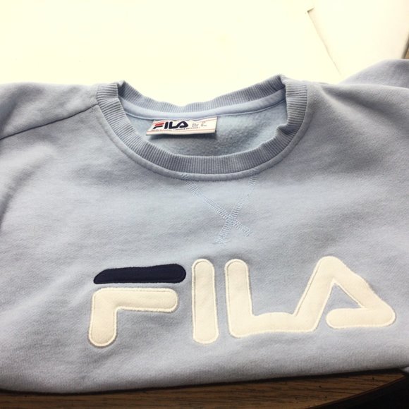 FILA Sweatshirt Girls Sweater Size Med Blue Pullover Long Sleeve Crew Neck - Picture 3 of 7